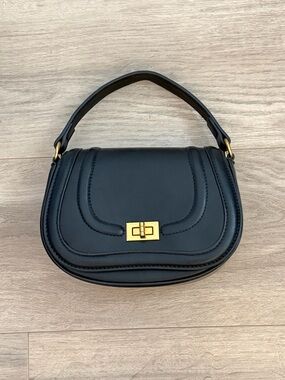 Forever 21 Black Top-Handle Bag with Gold Hardware